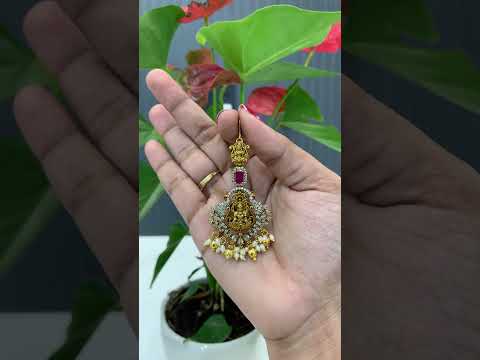 Beautiful tikka with pink stone and guttapusalu hangings