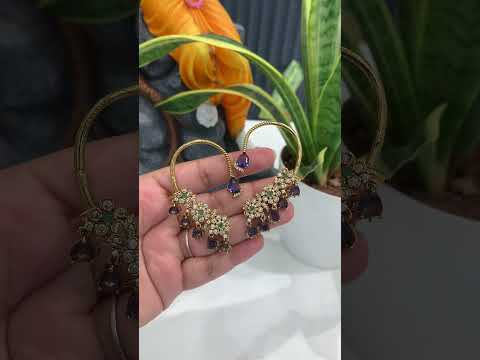 Beautiful earcuffs with green stone