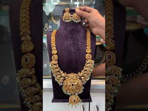 Beautiful 3d long haram with green beads