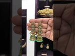 Load and play video in Gallery viewer, Beautiful jumkhas with green stone and pink stone
