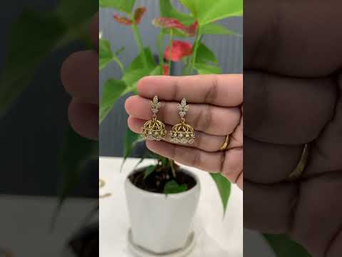 Stunning jumkhas with white stones -perfect for any occasion