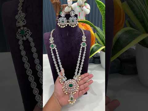 Beautiful gj polish long haram with green stone