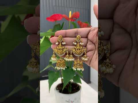 Beautiful jumkhas with nakshi polish and Laxmi Devi motive