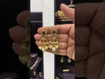 Load and play video in Gallery viewer, Beautiful earrings with green stone and Pearls hangings
