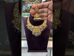 Load and play video in Gallery viewer, Beautiful neck chocker with god Laxmi Devi motive and purple beads
