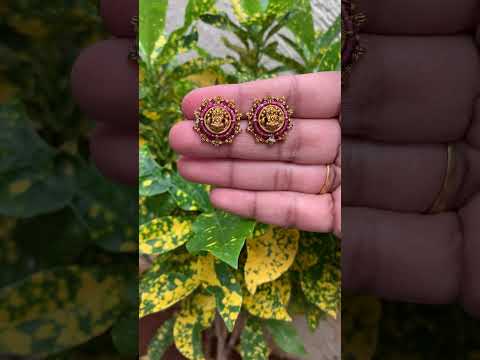 Beautiful studs with Laxmi Devi motive