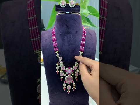 Beautiful beads haram with moissanite stones pendant