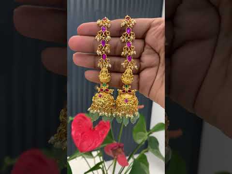 Beautiful jumkhas with jadav kundan stone matilu