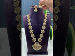 Load and play video in Gallery viewer, Long Haram with Green Beads &amp; Kundan Stone