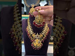 Load and play video in Gallery viewer, Beautiful short necklace with ruby beads and nakshi polish

