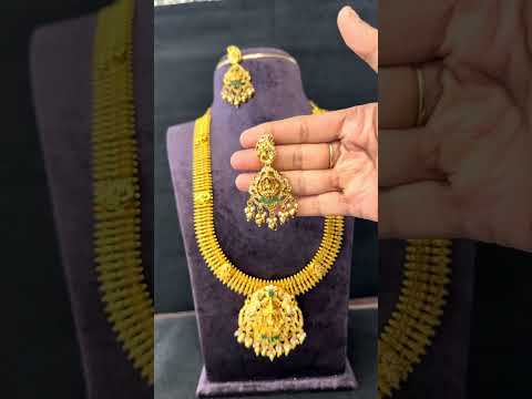 Beautiful nakshi polish long haram with gold finishing