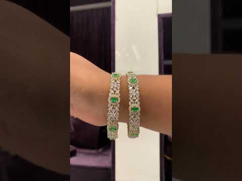Beautiful gj polish bangles with green stone