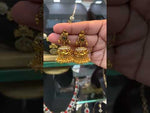 Load and play video in Gallery viewer, Beautiful jumkhas with peacock design and gold ball hangings
