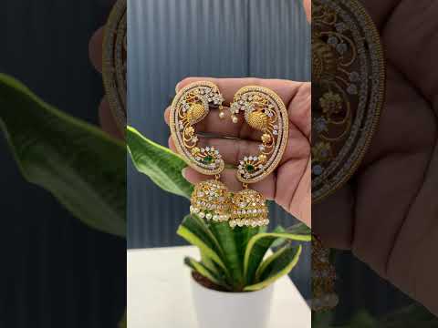 Beautiful earcuffs with gold finishing and peacock design