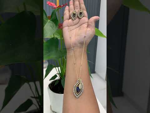 Beautiful chandraharam chain with royal blue stone pendant