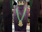 Load and play video in Gallery viewer, Stunning beads haram with green beads and peacock design pendant
