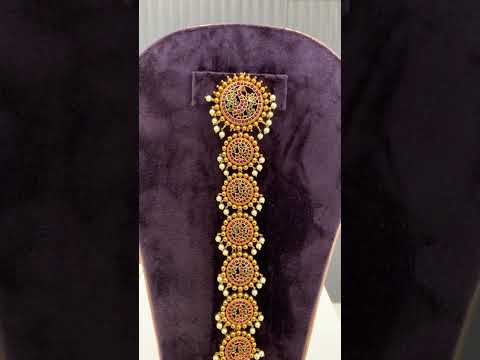 Beautiful hair accessories with nakshi polish and pink stone