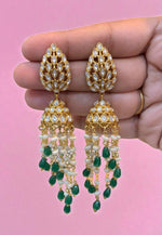 Load image into Gallery viewer, Stunning party wear jumkhas with guttapusalu hangings
