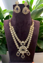 Load image into Gallery viewer, Beautiful two layer necklace with purple colour stones and peacock design -pairing with beautiful earrings
