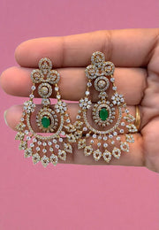 Stunning Gj polish party wear earrings with green and pink stone