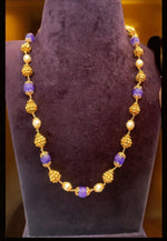 Load image into Gallery viewer, Beads mala with pearls and nakshi purple colour beads
