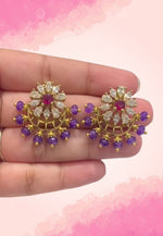 Load image into Gallery viewer, Beautiful studs with purple colour stones
