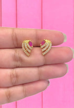 Load image into Gallery viewer, Beautiful premium quality studs  with pink stone -perfect for any occasion
