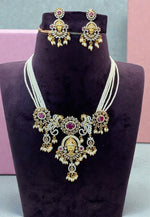 Load image into Gallery viewer, Beautiful pearls chain with Venkateswara Swamy pendant and pink stone