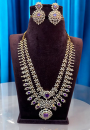 Beautiful gj polish mini haram with purple colour stones