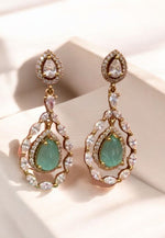 Load image into Gallery viewer, Beautiful earrings with uncut stone -and blue stone
