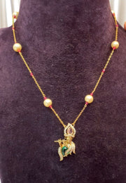 Beautiful short chandraharam chain with Krishna pendant