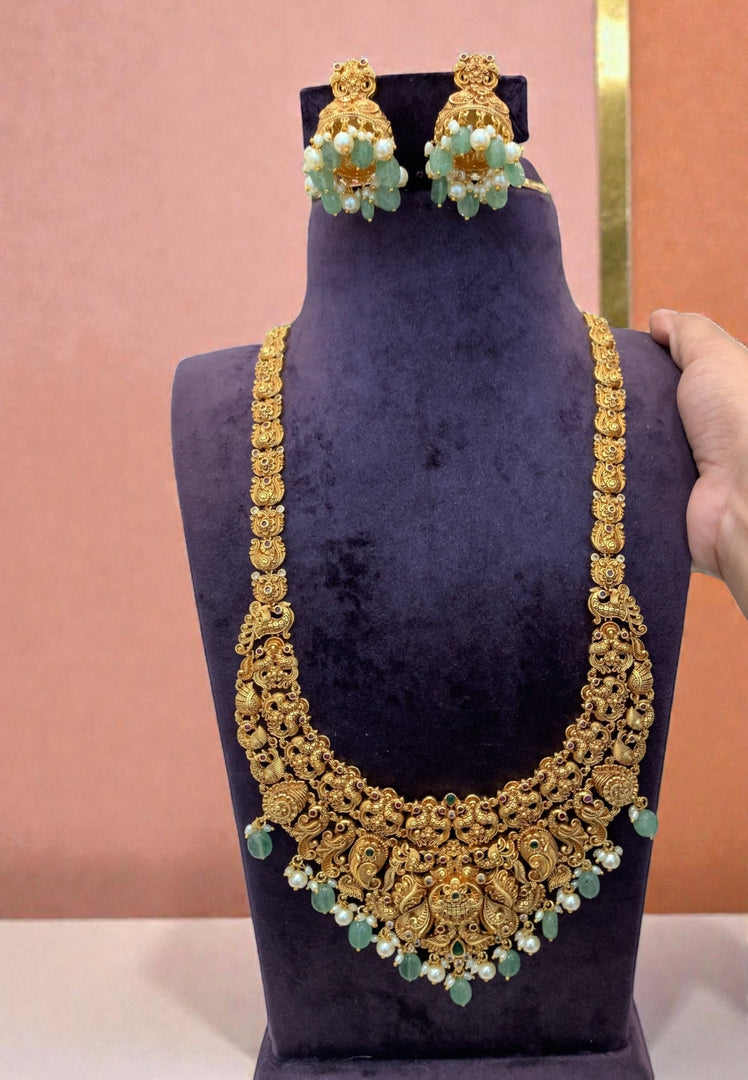 Traditional long haram with green beads and without god Motive