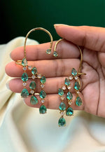Load image into Gallery viewer, Beautiful ear cuffs with green stone

