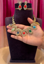 Load image into Gallery viewer, Beautiful short necklace with Navratna stones
