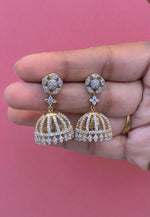 Load image into Gallery viewer, Beautiful short jumkhas with white stones
