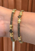Load image into Gallery viewer, Beautifulbangles with black stones and nakshi balls
