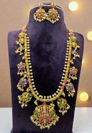 Beautiful meenakari design long haram with guttapusalu hangings