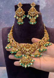 Beautiful nakshi necklace with gold finishing and Laxmi Devi motive