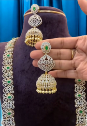 Beautiful long and heavy GJ polish necklace with green stone