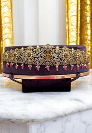 Mehendi Victorian polish vaddanam with ruby colour beads