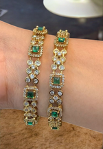 Load image into Gallery viewer, Beautiful bangles with green colour stone -perfect for any occasion
