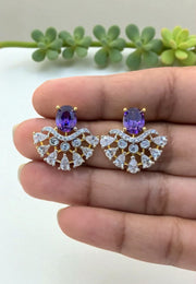 Beautiful gj polish studs with green stone