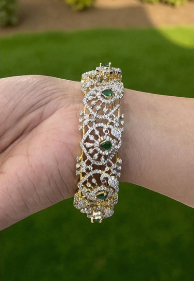 Beautiful gj polish bangles with green stone