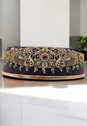Beautiful mehendi Victorian polish hip belt with green beads and pink stone -perfect for any occasion