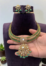 Load image into Gallery viewer, Beautiful victorian polish short necklace with purple stone
