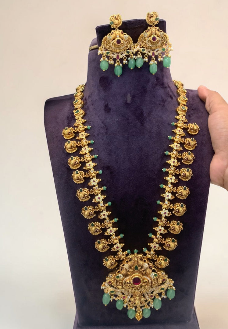 Traditional long haram with green beads
