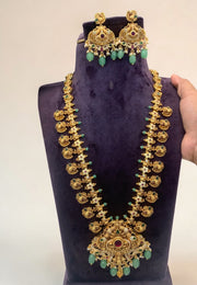 Traditional long haram with green beads