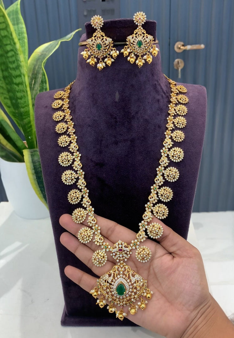 Beautiful bottumala design long haram with ruby beads