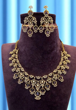 Load image into Gallery viewer, Beautiful simple party wear necklace with lavender colour stone -pairing with beautiful earrings
