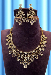 Beautiful simple party wear necklace with lavender colour stone -pairing with beautiful earrings